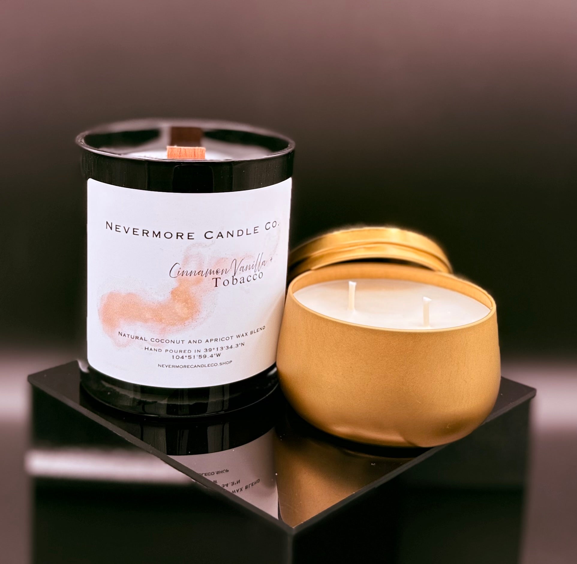 Cinnamon vanilla & Tobacco 7oz tin candle double wick